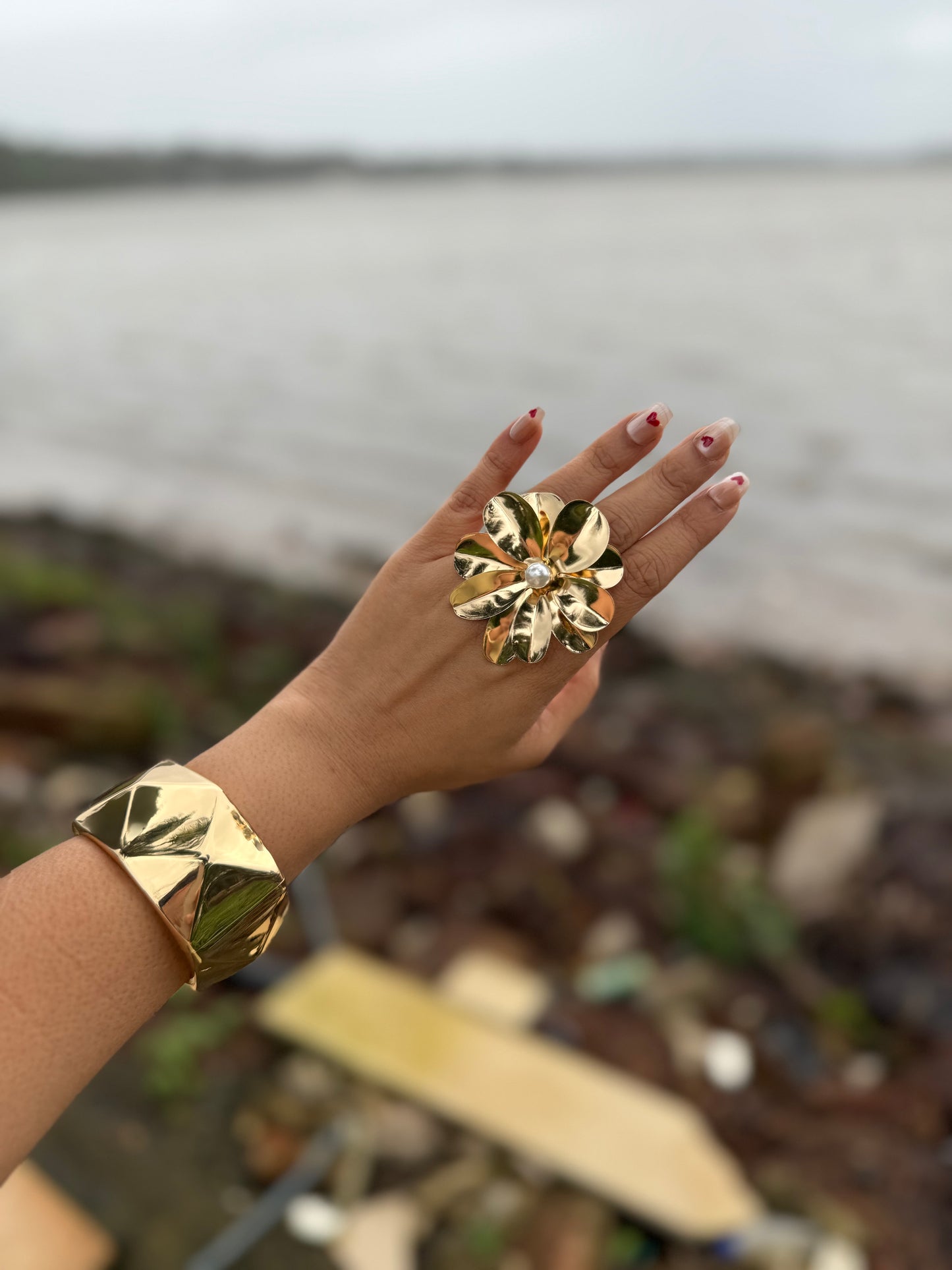 Golden Bloom Statement Ring