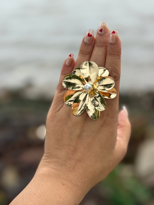 Golden Bloom Statement Ring