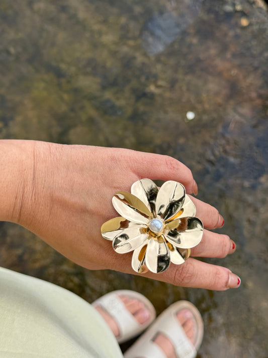 Golden Bloom Statement Ring